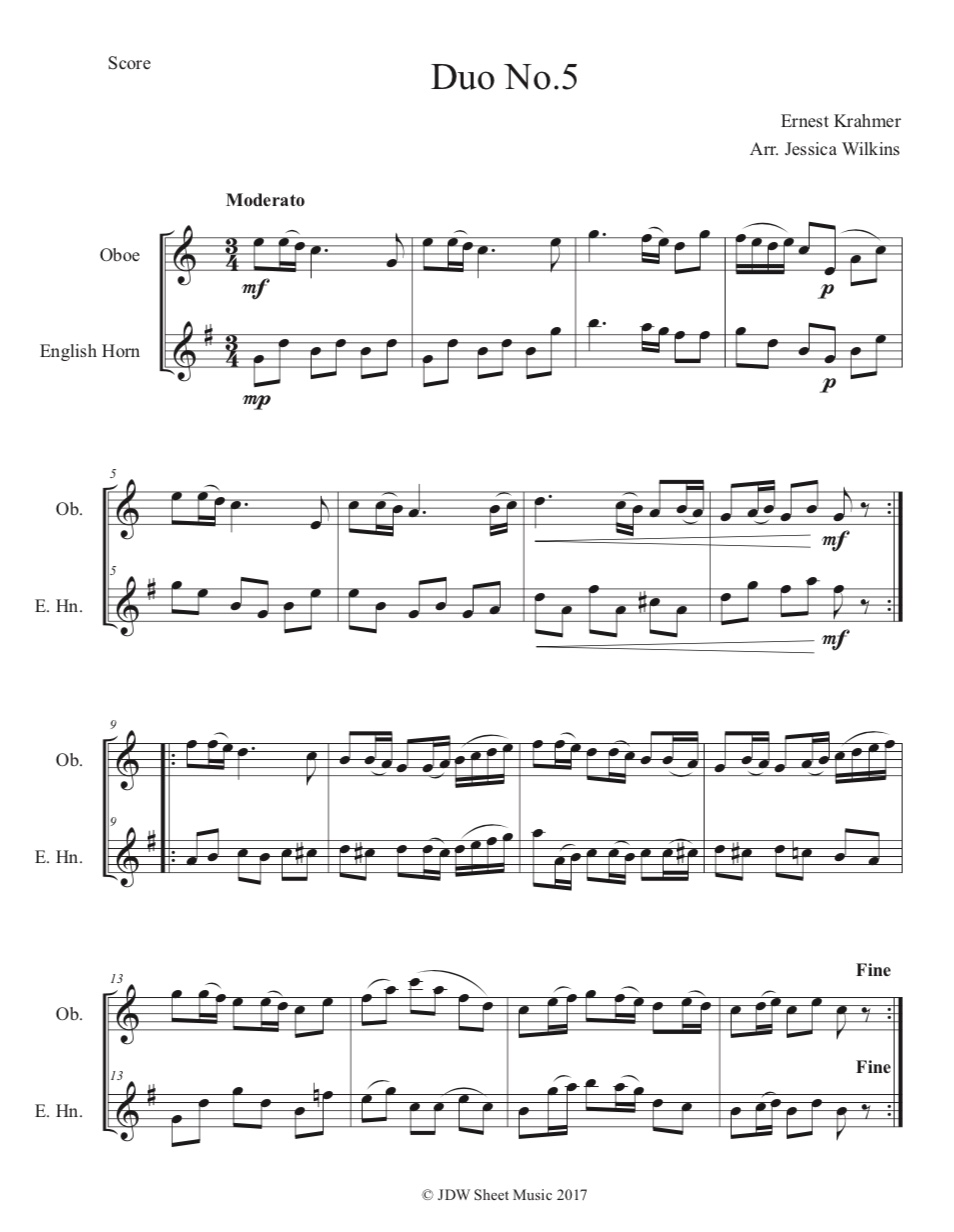 Oboe & English horn duets JDW Sheet Music